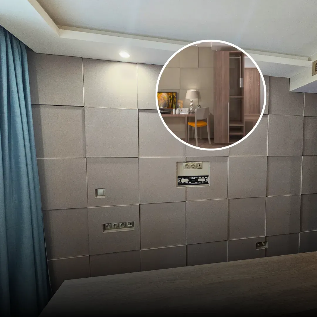 Akustiikkaseinien käsittely Hotel Bulgarska Moravassa